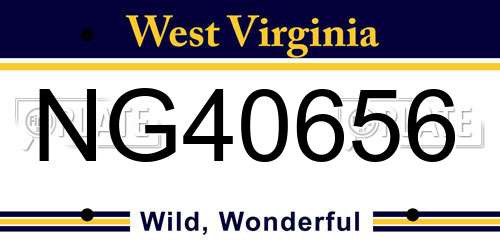 NG40656 West Virginia License Plate