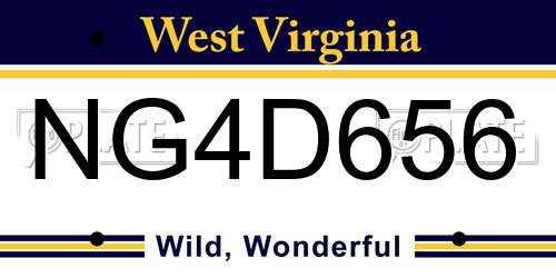 NG4D656 West Virginia License Plate