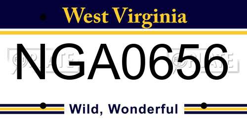 NGA0656 West Virginia License Plate