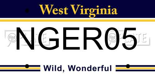 NGER05 West Virginia License Plate