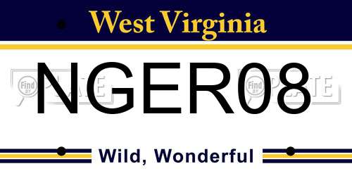 NGER08 West Virginia License Plate