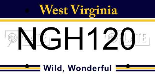 NGH120 West Virginia License Plate
