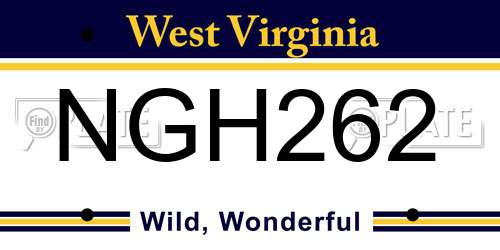 NGH262 West Virginia License Plate