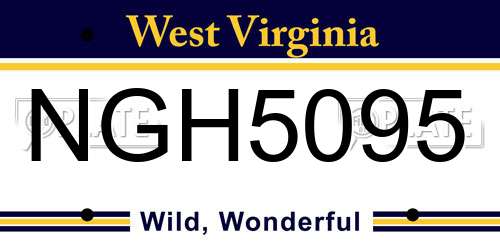 NGH5095 West Virginia License Plate