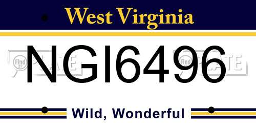 NGI6496 West Virginia License Plate