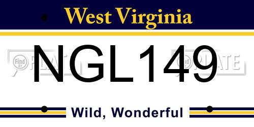 NGL149 West Virginia License Plate