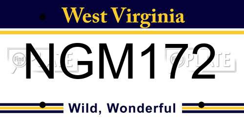 NGM172 West Virginia License Plate