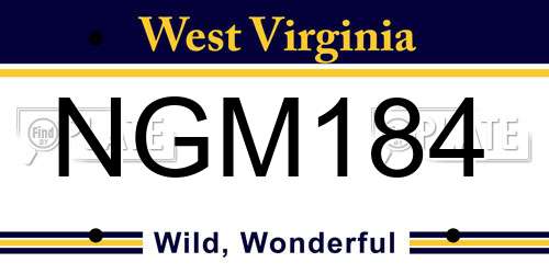 NGM184 West Virginia License Plate