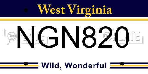 NGN820 West Virginia License Plate