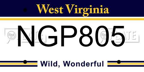 NGP805 West Virginia License Plate