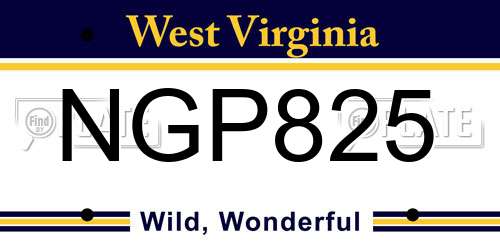 NGP825 West Virginia License Plate