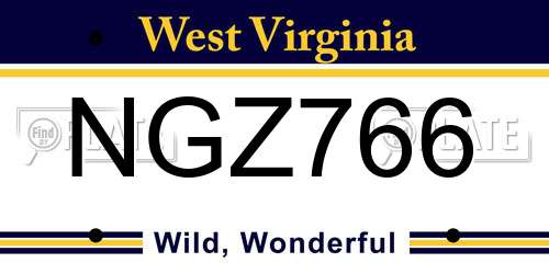 NGZ766 West Virginia License Plate