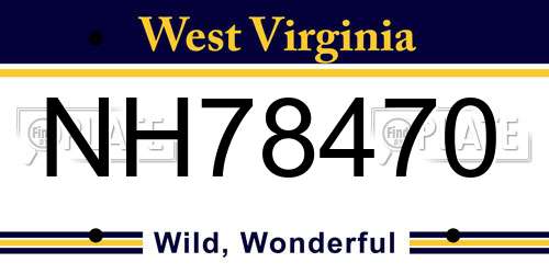 NH78470 West Virginia License Plate