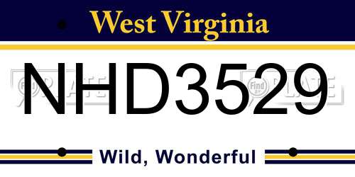 NHD3529 West Virginia License Plate