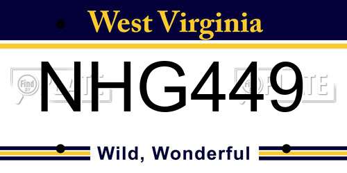 NHG449 West Virginia License Plate