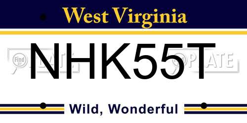 NHK55T West Virginia License Plate