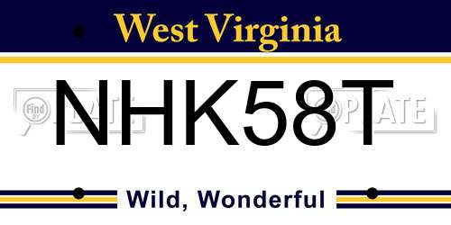 NHK58T West Virginia License Plate
