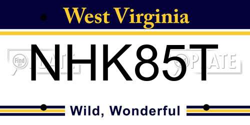 NHK85T West Virginia License Plate