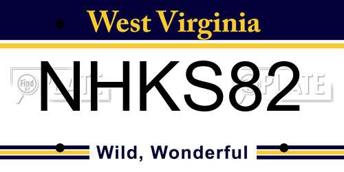NHKS82 West Virginia License Plate