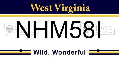 NHM58I West Virginia License Plate