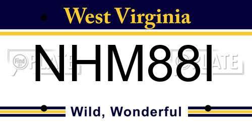 NHM88I West Virginia License Plate