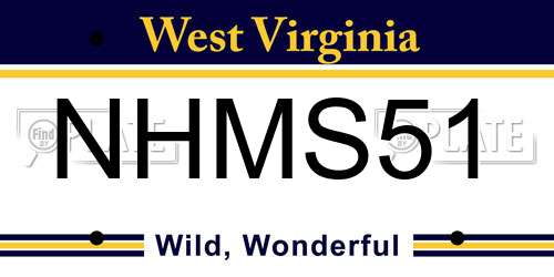 NHMS51 West Virginia License Plate