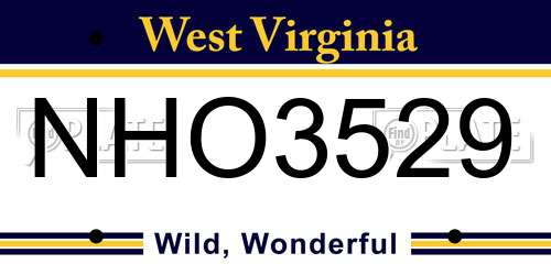 NHO3529 West Virginia License Plate