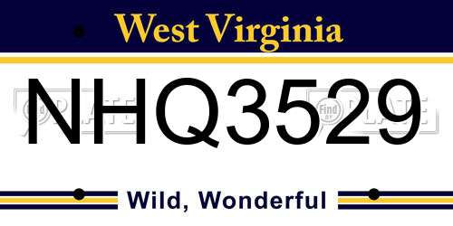 NHQ3529 West Virginia License Plate