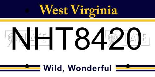 NHT8420 West Virginia License Plate