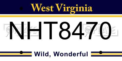 NHT8470 West Virginia License Plate