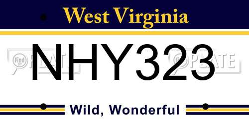NHY323 West Virginia License Plate