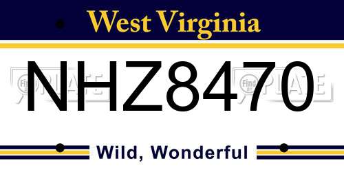 NHZ8470 West Virginia License Plate