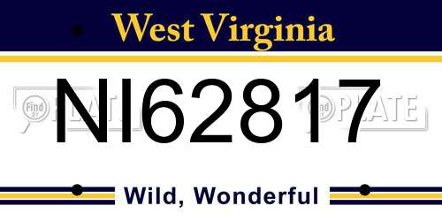 NI62817 West Virginia License Plate