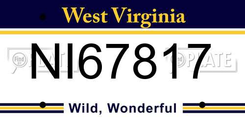 NI67817 West Virginia License Plate