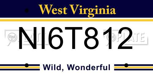NI6T812 West Virginia License Plate