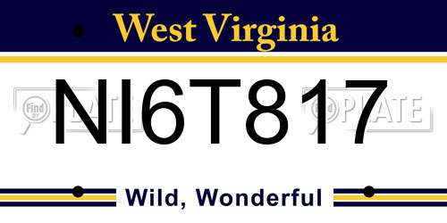NI6T817 West Virginia License Plate