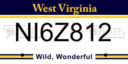 NI6Z812 West Virginia License Plate