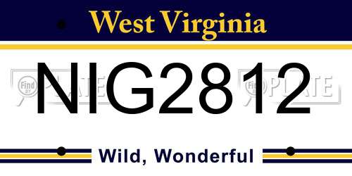 NIG2812 West Virginia License Plate