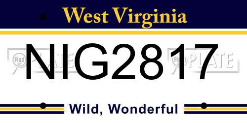 NIG2817 West Virginia License Plate