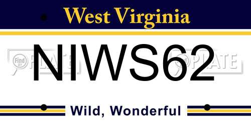 NIWS62 West Virginia License Plate