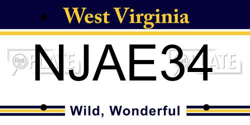 NJAE34 West Virginia License Plate