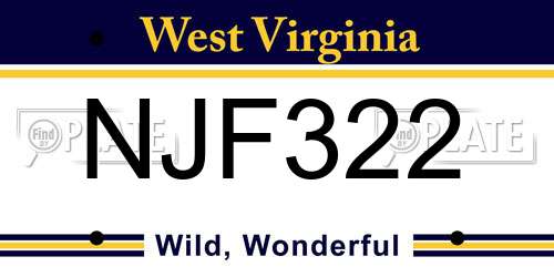 NJF322 West Virginia License Plate