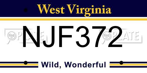 NJF372 West Virginia License Plate