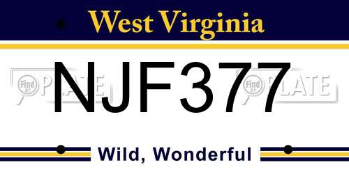 NJF377 West Virginia License Plate