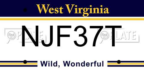 NJF37T West Virginia License Plate