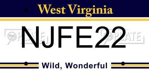 NJFE22 West Virginia License Plate