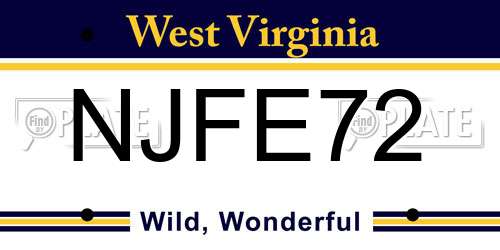 NJFE72 West Virginia License Plate