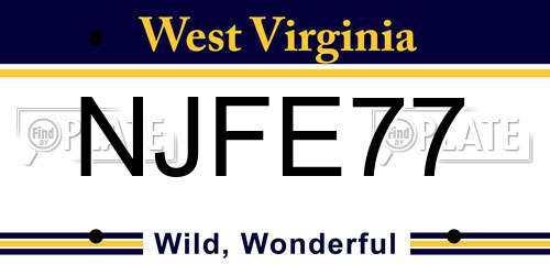 NJFE77 West Virginia License Plate