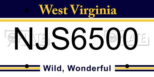 NJS6500 West Virginia License Plate