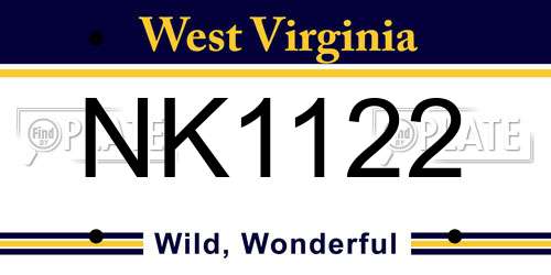 NK1122 West Virginia License Plate